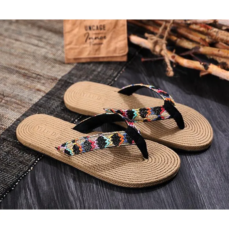 COSMAGIC/Новинка 2020 года летние женские вьетнамки из конопляной ткани модные пляжные