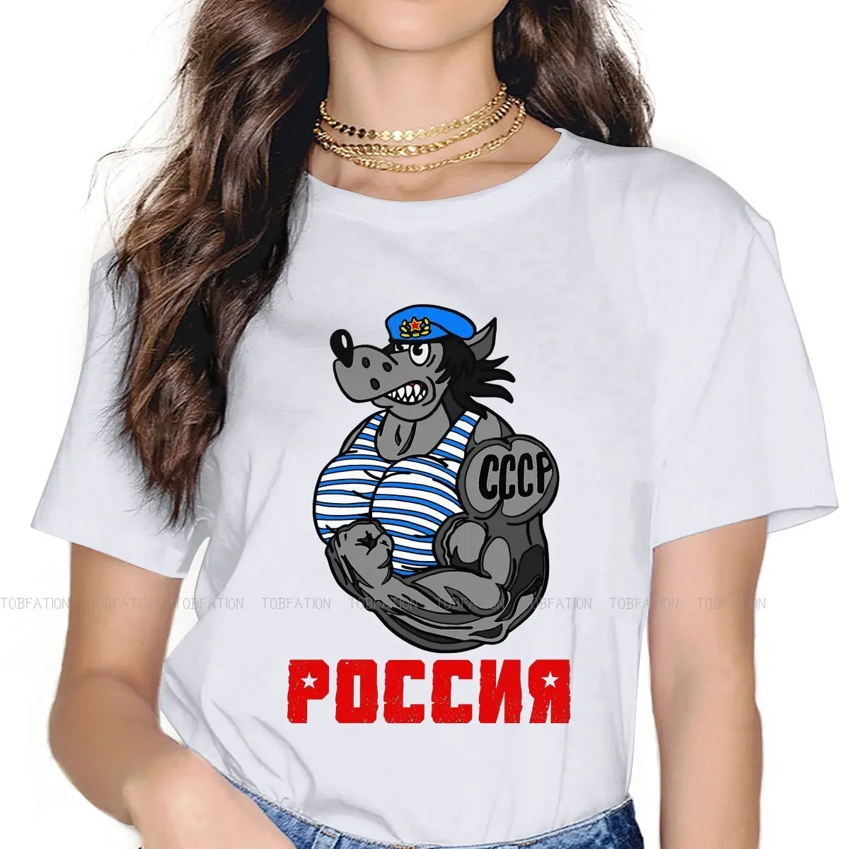 

Женская Винтажная Футболка с принтом «волк»