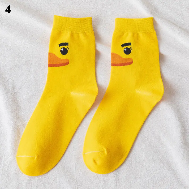 

2021 Spring and Summer New Cartoon Duck Animal Women's Socks 1 Pair Chick Cute Girl's Cotton Woman Socks
