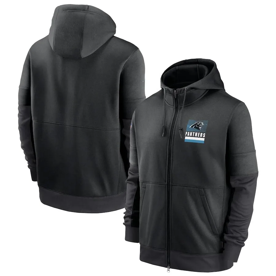 

Men's Carolina Black Sideline Impact Lockup Performance Panthers Full-Zip Hoodie