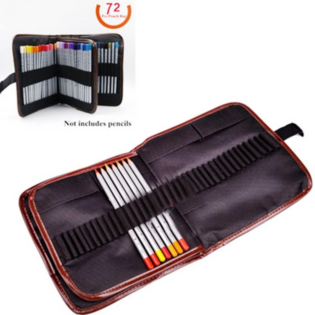 

72 Holes Pencil Pen Storage Bag Case Make up pens Pouch Brush Canvas Holder Art Painting Drawing Pencils Storage Pockets Bags