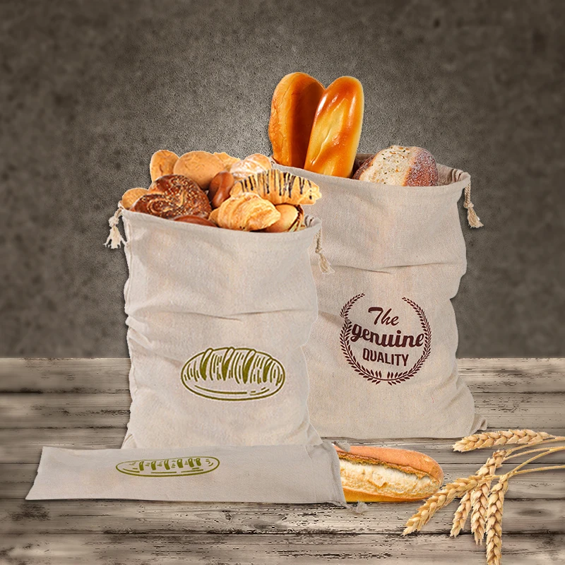 Многоразовый на завязках льняные сумки хлеба подходит для пикников и вечеринок