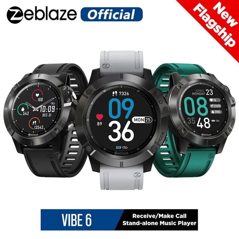 

Смарт-часы Zeblaze VIBE 6, 1,3 дюйма, IPS, цветной сенсорный экран, IP67, пульсометр, измерение кровяного давления, фитнес-трекер, спортивные часы