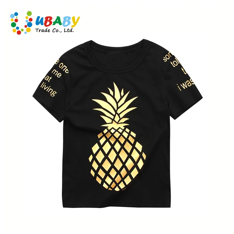 Симпатичная хлопковая Футболка для маленьких девочек с изображением золотого