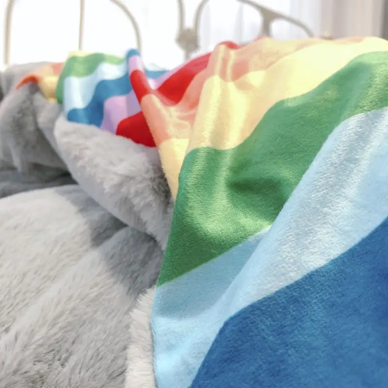 Новый Белый Розовый Серый семь радужных зимних теплых фланелевых бархатных
