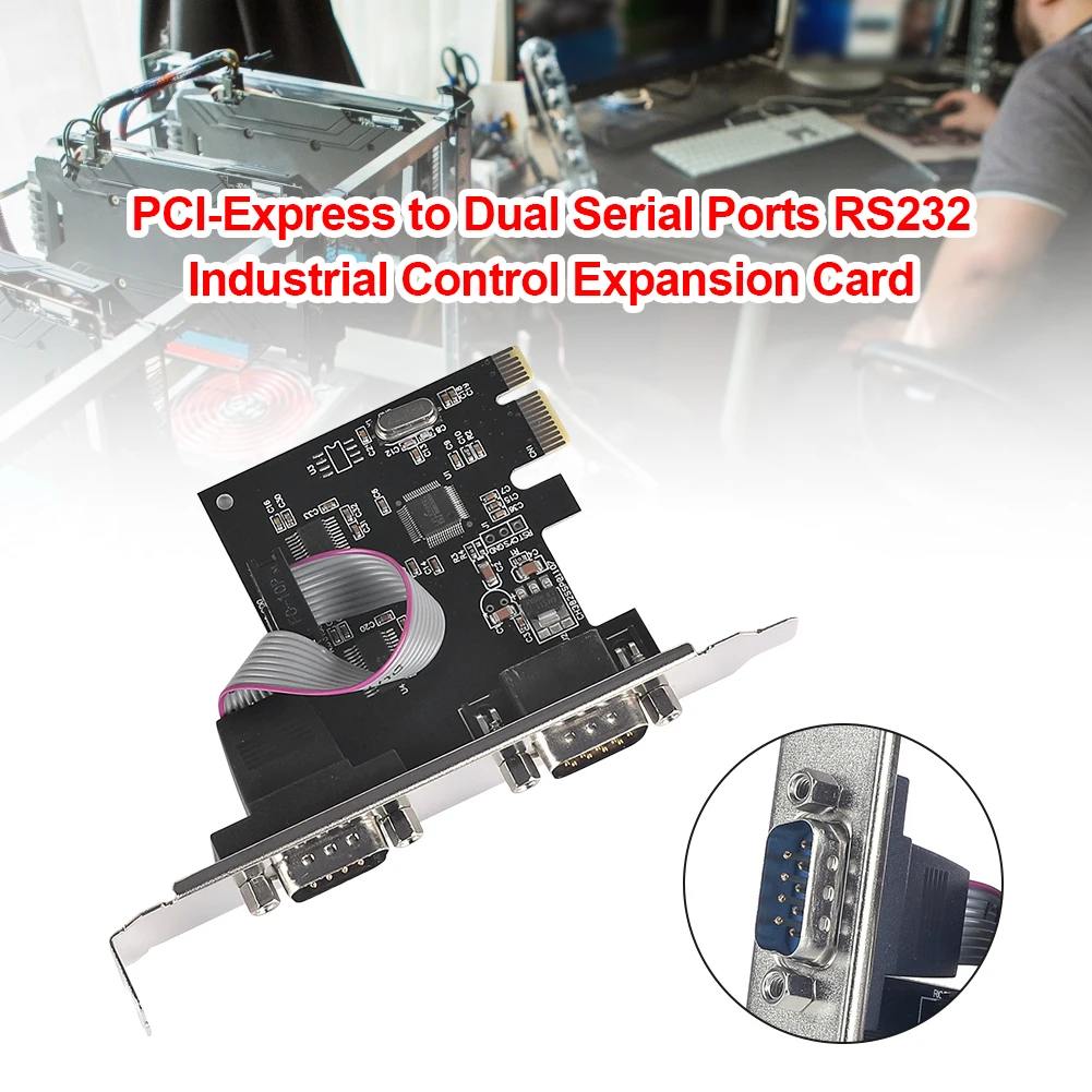

Последовательная карта PCI-E PCI-Express на два последовательных порта COM RS232, плата расширения для настольного компьютера с промышленным управлен...