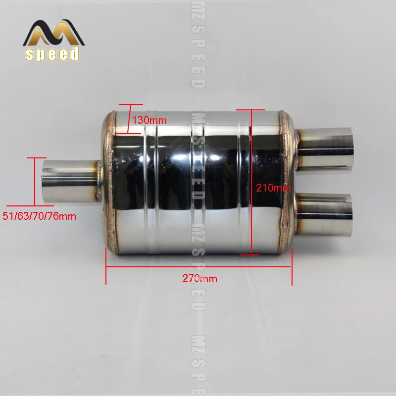 

car Accessories 304 stainless steel exhaust pipe muffler exhaust pipe modified universal double-out back pressure sound muffler