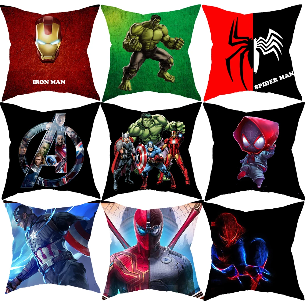 С героями комиксов Марвел Подушка Чехол &quotЧеловек паук&quot Железный человек