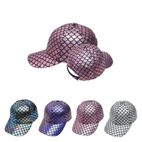 hanxi cool fish scales baseball cap for women men fashion laser glitter hip hop caps classical dome visor hat