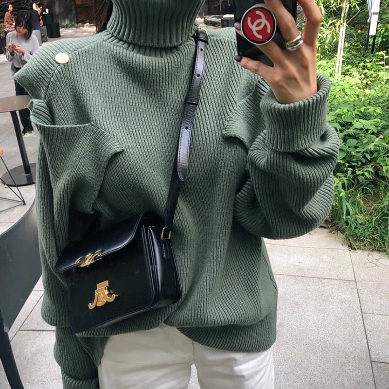 2019 зимний женский свитер с открытыми плечами однотонный базовый джемпер осенний