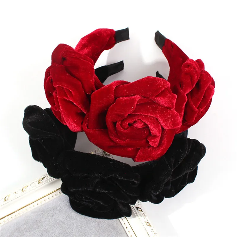 

Free shipping fashion velvet big flowers women hairbands girl's headbands lady's headwear hair accessories