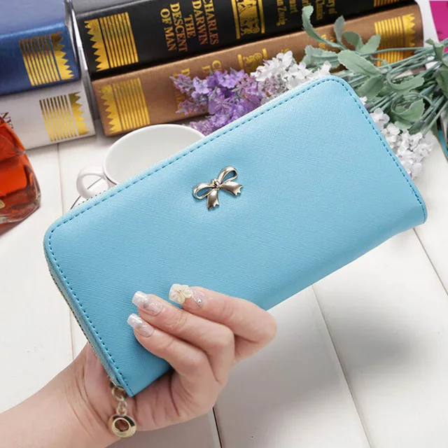sky blue Женские длинные кошельки, клатч, белый, высокое качество, кожа, кисточка, Дамский кошелек на молнии, телефон, монета, держатель для карт, кассовый чек - Цвет: sky blue