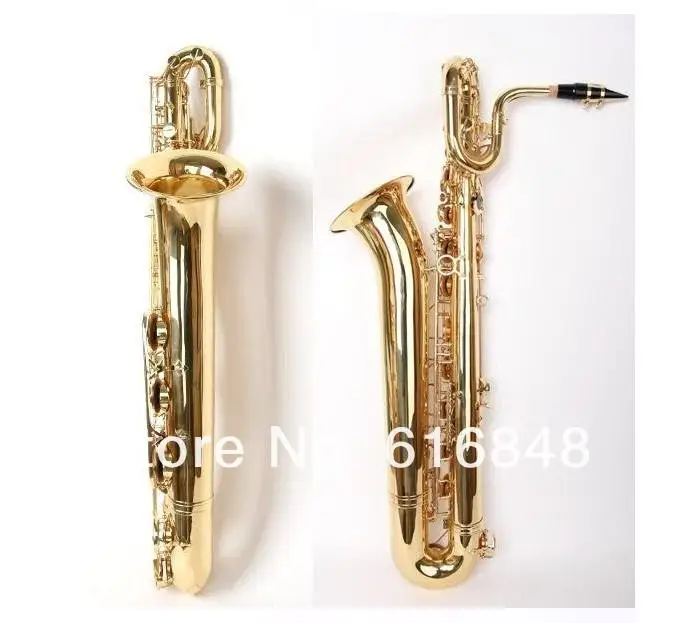 Высококачественный латунный баритон-саксофон золотой лак E плоский баритон Sax Новое поступление музыкальный инструмент с мундштуком