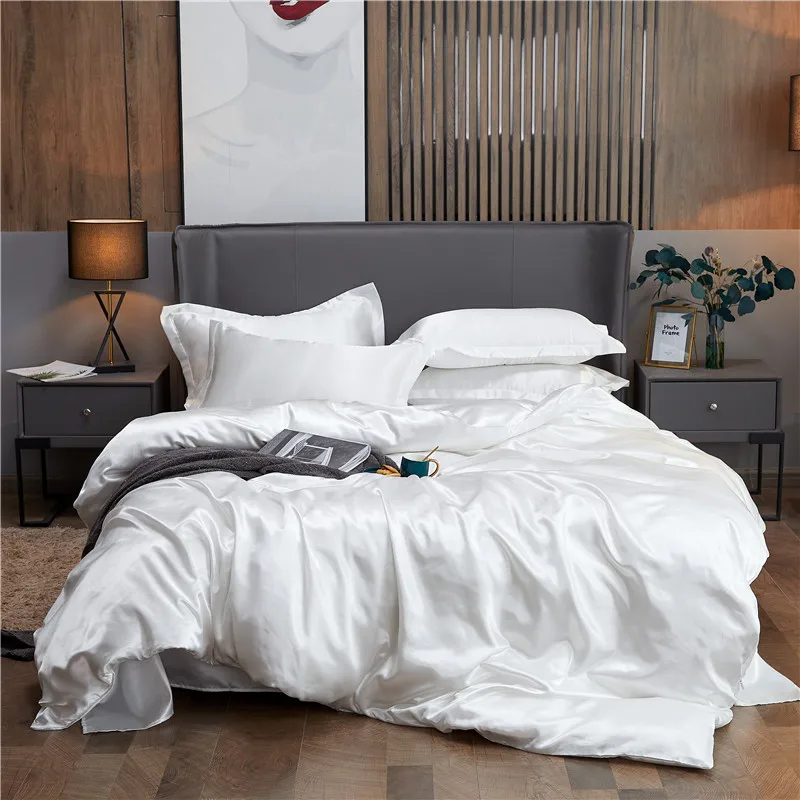 

Luxury imitation silk satin quilt cover large high-quality smooth quilt cover pure color high-end quilt cover duvet cover