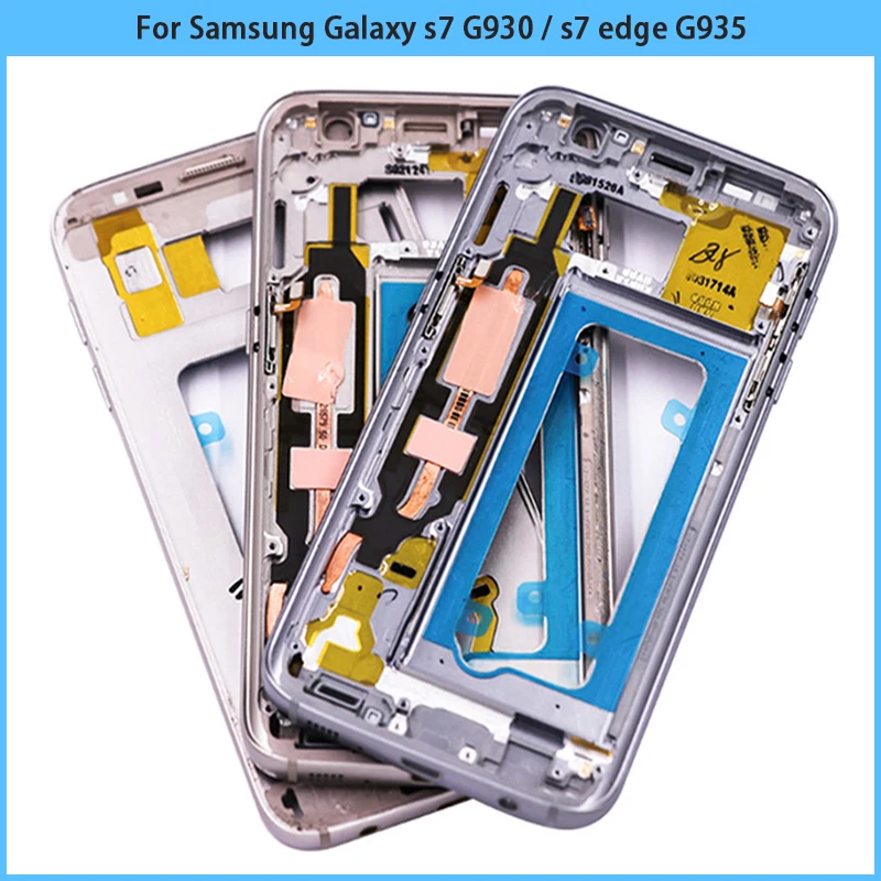 For Samsung Galaxy S7 Edge G930F G935F Housing Case Middle Frame + Battery Back Cover Glass Front Panel+ Adhesive | Мобильные