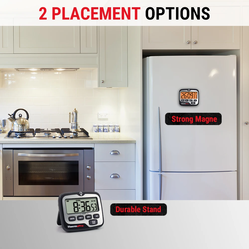 

ThermoPro TM01 Digital Cooking Kitchen Timer With Large Backlight Display Countup Countdown and Clock Function