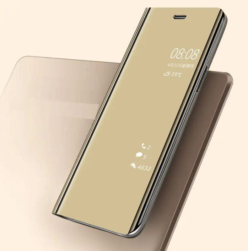 Золотой UPaitou mi rror S вид смарт-чехол с откидной крышкой для Xiaomi mi 9 8 SE Pro исследовать 8X 9X A1 A2 Lite 5X 6X 5C mi x 2 3 крышка чехол - Цвет: Золотой