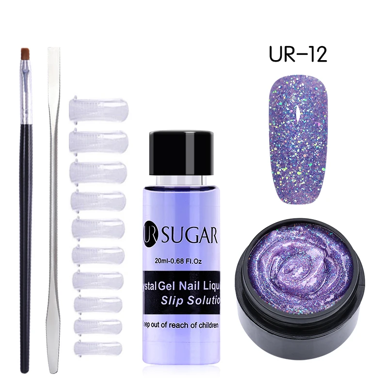 5Pcs set 12 UR SUGAR 15 мл Быстрый строительный поли гель продлевающий половой акт розовый блеск Замачивание от УФ СТРОИТЕЛЬ удлинение гель набор Типсы для маникюра палец расширение - Цвет: 5Pcs set 12