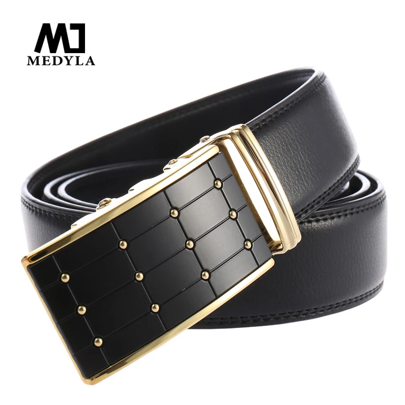 MEDYLA Men Tactical Belts For men Business Alloy Buckle ceinture homme Fashion Men's Automatic Buckle Leather Belt