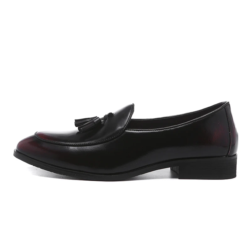 Men's Formal Dress Shoes Slip on Loafers with Tassels Fashion Pointed Toe High Glossy Leather Penny Loafer Size 6~13 | Обувь