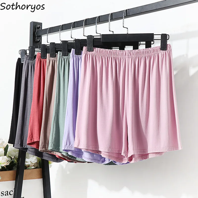 

Sleep Bottoms Solid Color Loose Breathable Plus Size M-6XL Summer Pajama Shorts Daily Home Sleepwear Lounge Simple Outwear Modal
