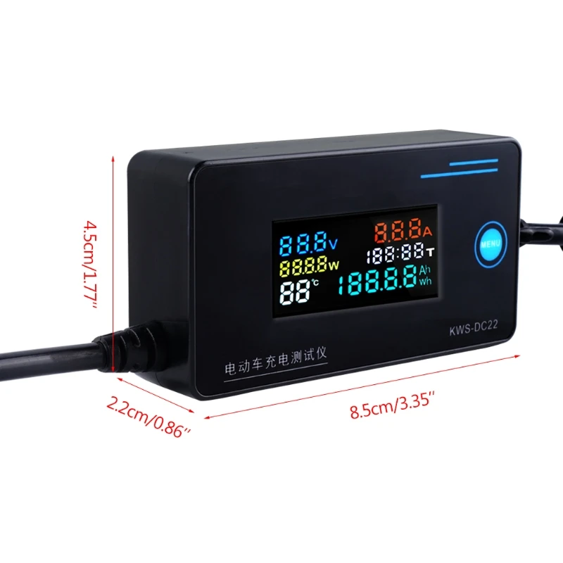 

4-120V Electric Motorcycle Charger Detector Voltage Current Meausre Battery Tester with Real-time Display Colored Screen