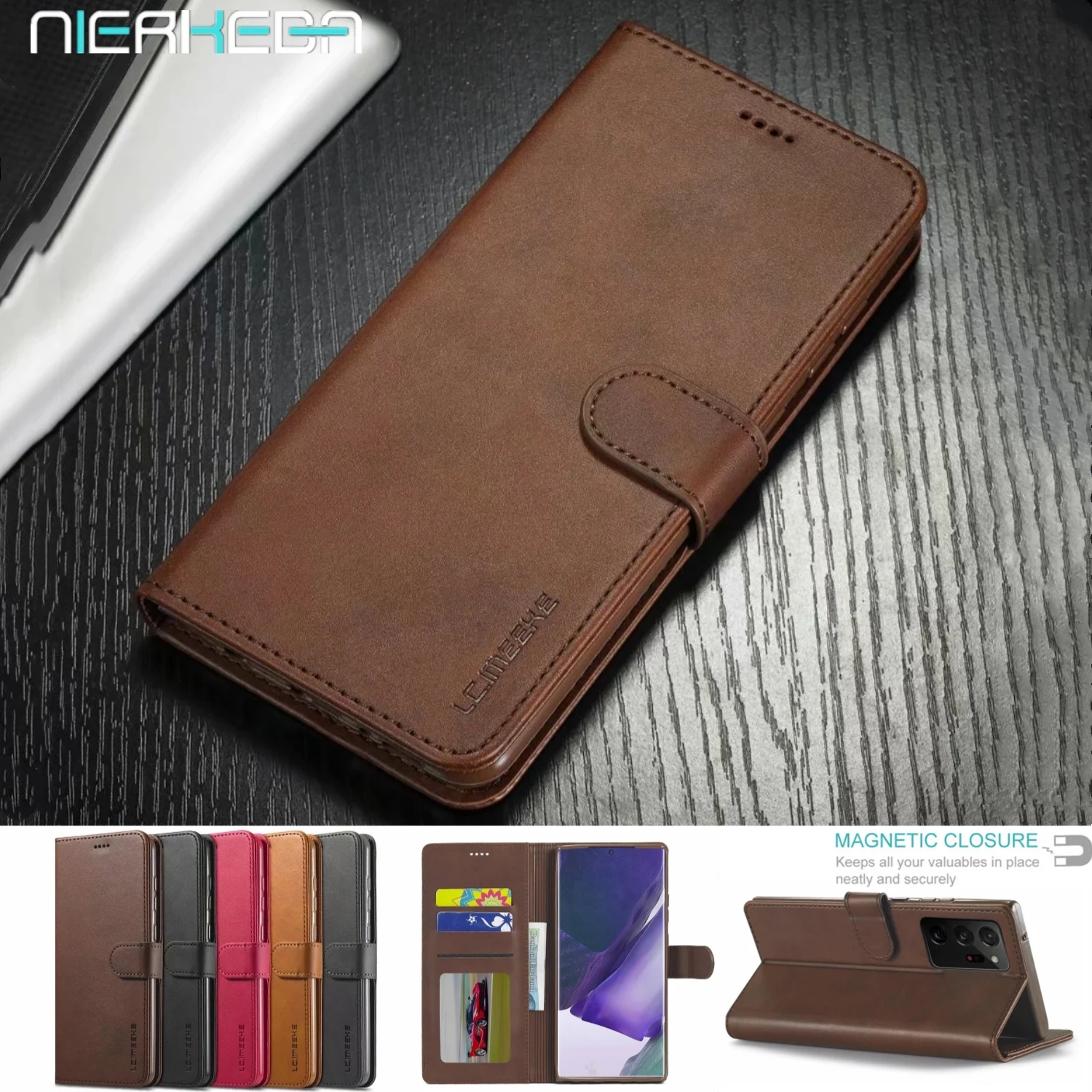 Кожаный чехол книжка для Samsung Note 20 10 9 S20 FE Ultra S10 S9 S8 Plus A10 A20 A40 A70 A30 A50 S A11 A21S A31 A41 A51