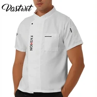 men chef jacket coat uniform unisex restaurant kitchen short sleeve cooker jacket work restaurant
