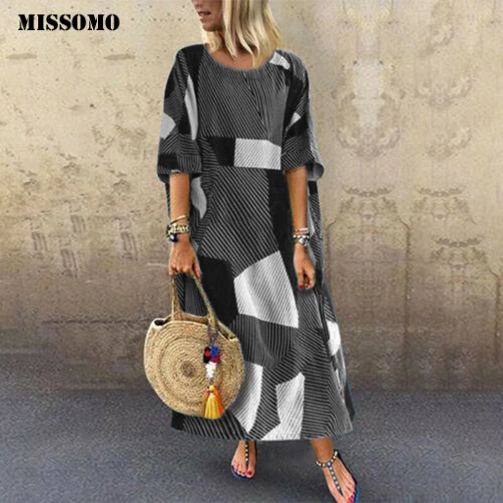 MISSOMO женское Макси платье с рукавом летучая мышь длинное рубашка Повседневное
