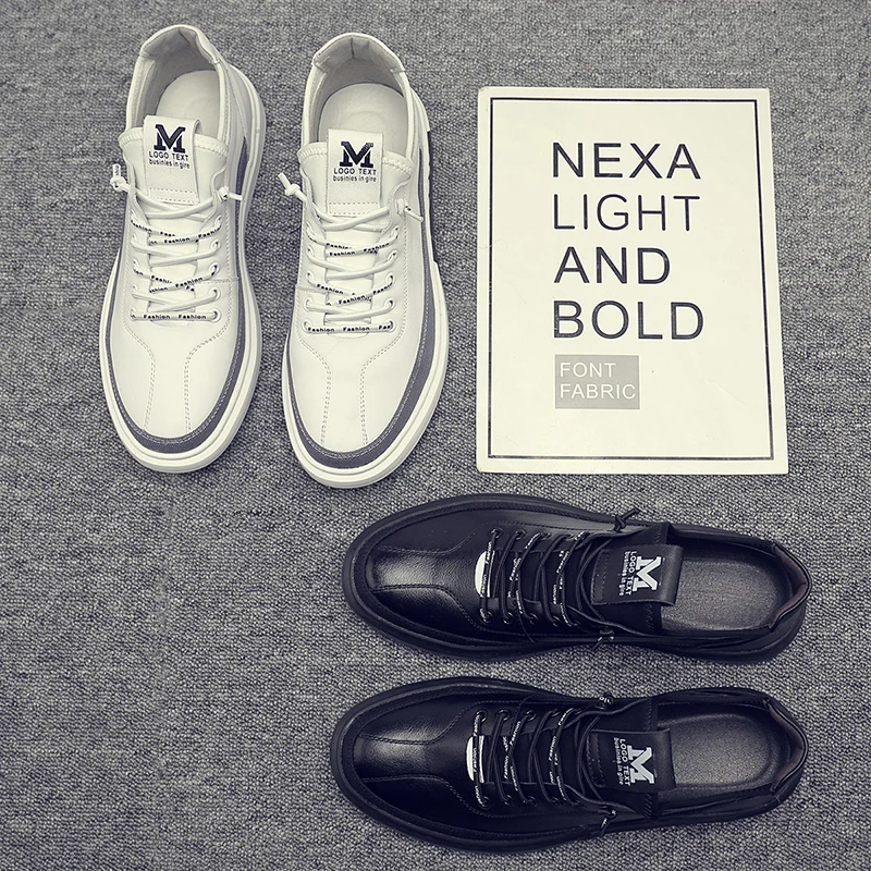 Кроссовки мужские однотонные на шнуровке классические удобные кожаные мягкие