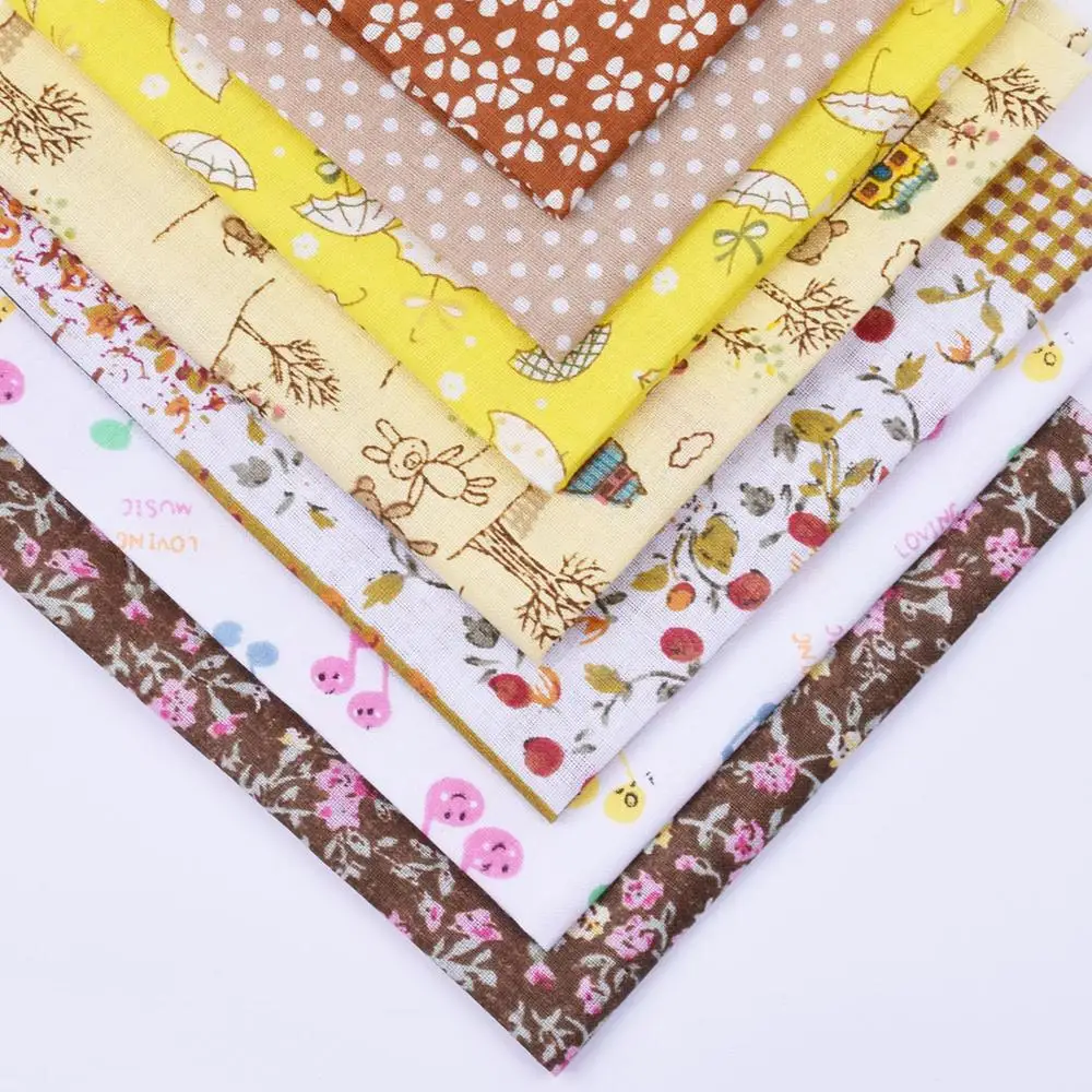 DIY 7 шт./лот 25x25 см желтый кофе мульти Pattern100 % хлопок Pur-cut Лоскутная Ткань Набор для