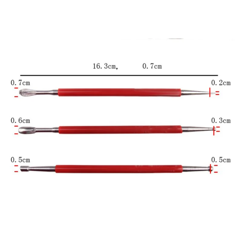 Juego de Herramientas de acero inoxidable para esculpir arcilla polim&eacute;rica, juego de herramientas de artesan&iacute;a para tallado de cer&aacute;mica, de doble cabezal, 3 piezas-3