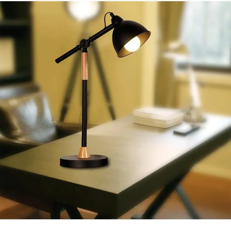 Черная настольная лампа из железного дерева для спальни кровати abajour|Настольные
