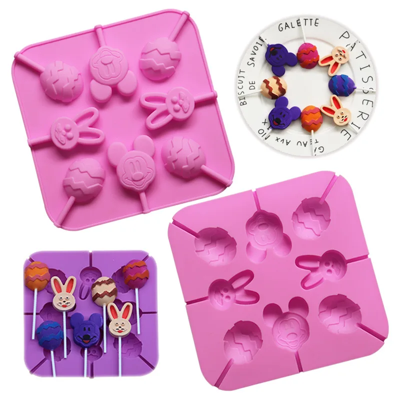 8 отверстий пасхальное яйцо Микки Мауса силиконовая форма для шоколада леденцов