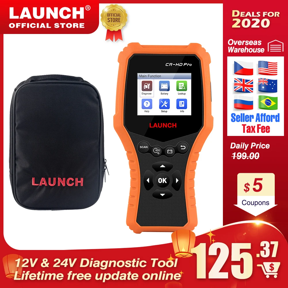 Launch X431 CR-HD Pro 12 В автомобиль 24 в грузовик diangnostic Инструмент Полный obd2 код ридер