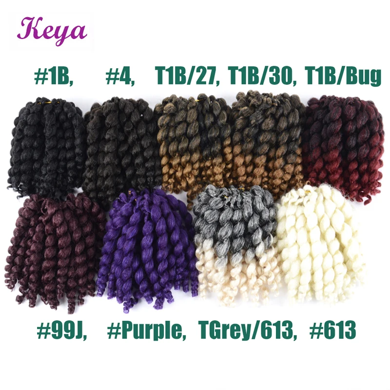 Jumpy Wand Curl 8 дюймов ямайский отскок крючком волосы 22 корня низкотемпературное