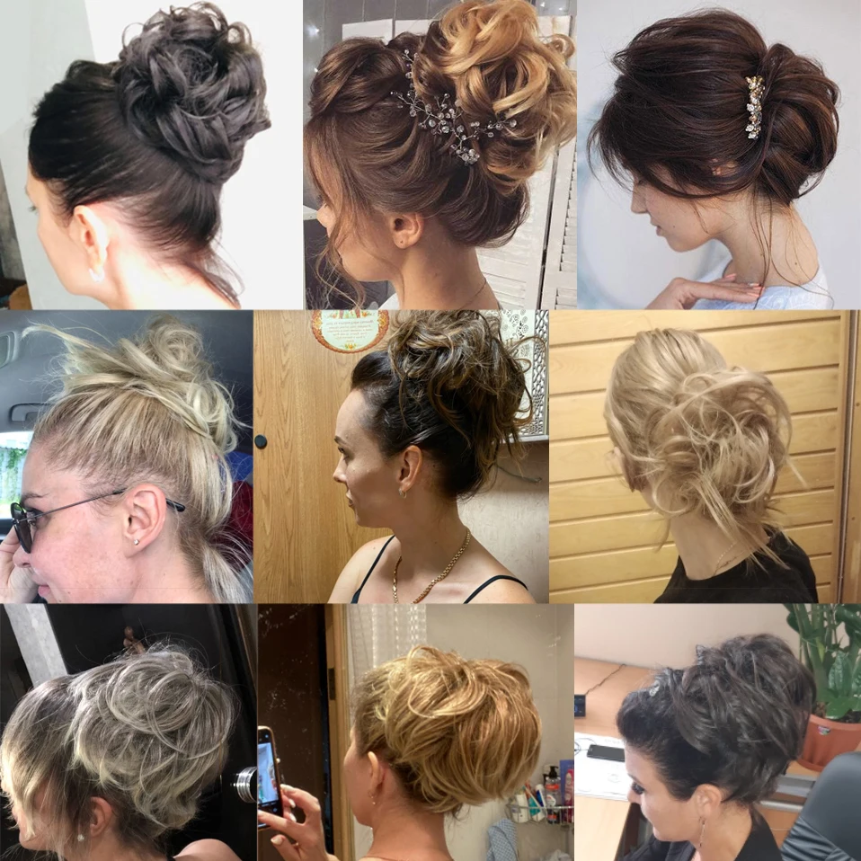 

S-noilite Scrunchy Hair Big Bun With Elastic Band Messy Bun Hair Chignon Hairpiece Elegant Updo Hair Accessories For Women