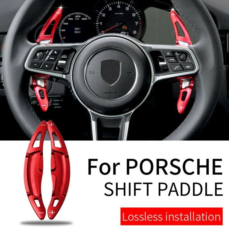 

Red Aluminum Steering Wheels DGS Shift Paddle Shifter Extension for-Porsche Cayenne Panamera 911 Cayman/Boxster 718