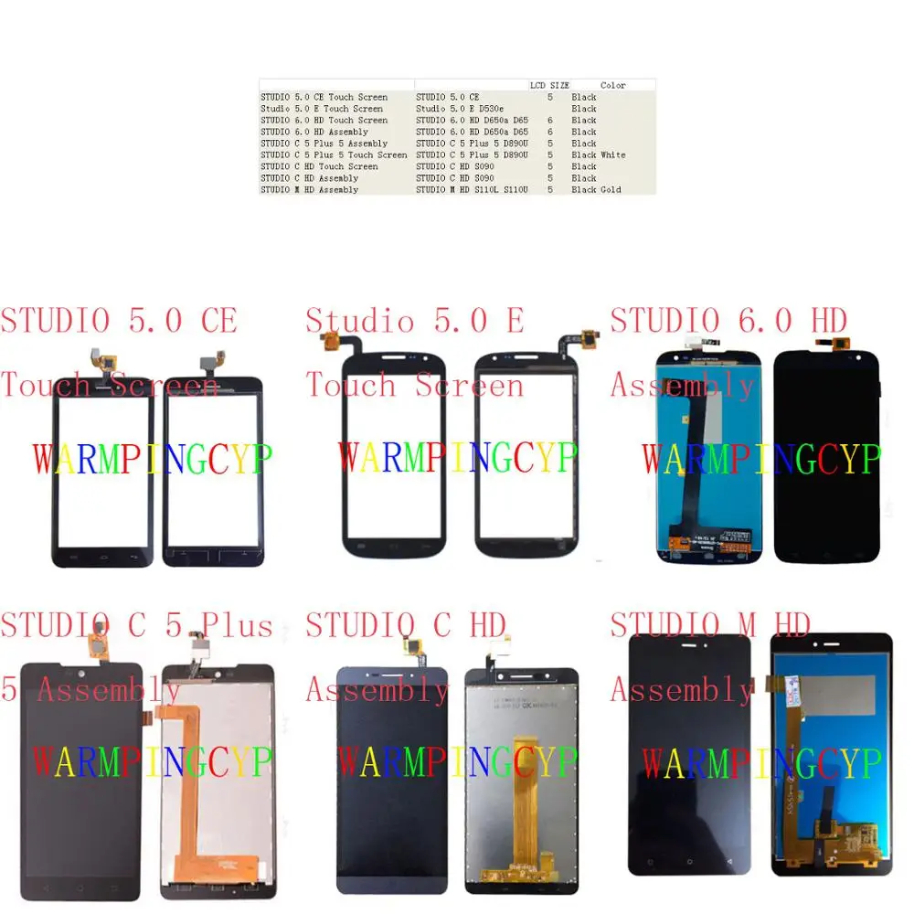 Сенсорный ЖК-экран в сборе для BLU STUDIO 5 0 CE 6 HD Plus D530e D650a D650i D890U D890L S090 S110L S110U |
