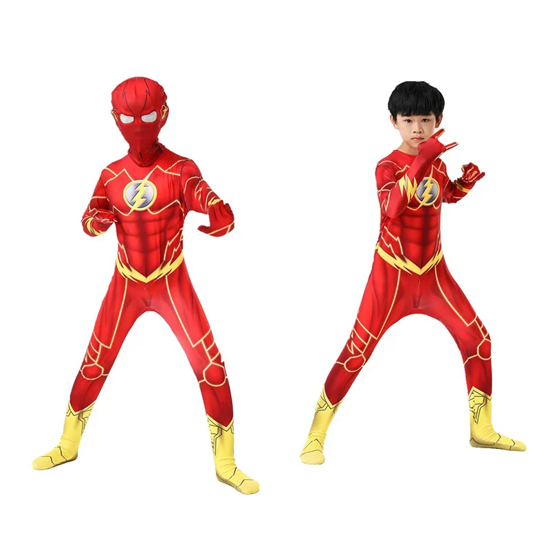 

New Halloween Candy Costume Children Red Zentai Boy Party Show Dress Superhero Cosplay Adult Christmas Costume