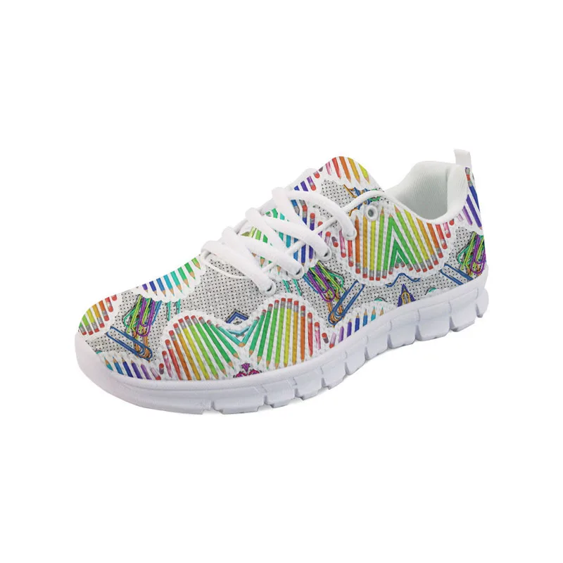 

Кроссовки женские легкие сетчатые, модные повседневные беговые туфли на плоской подошве, с рисунком карандаша, шнуровка