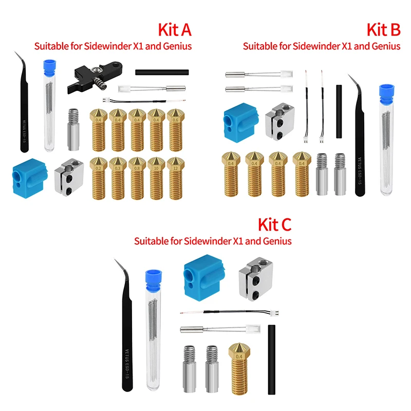 

Nozzle Silicone Sleeve Throat Thermistor Heating Tube Heating Block Kit for Sidewinder X1 3D Printer Accessories Parts