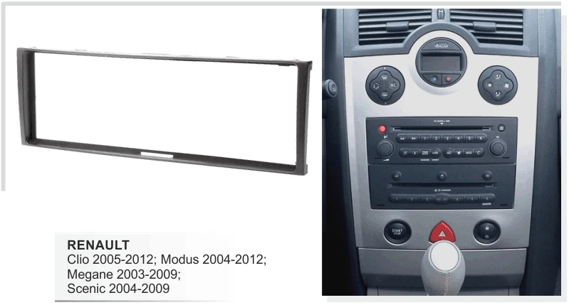 Single Din Car Facia for Renault Clio Modus Megane Scenic Radio DVD Stereo CD Panel Dash Kit Trim Fascia Face Plate Frame | Автомобили и