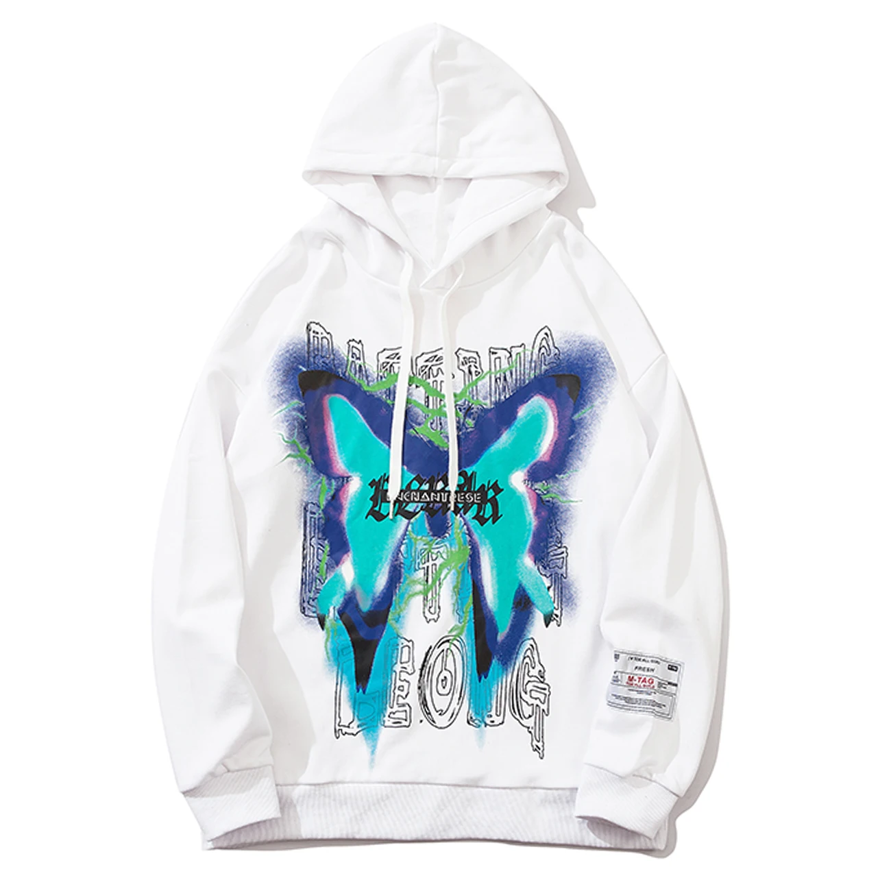 Мужская хлопковая толстовка с капюшоном и принтом бабочки|Мужские толстовки