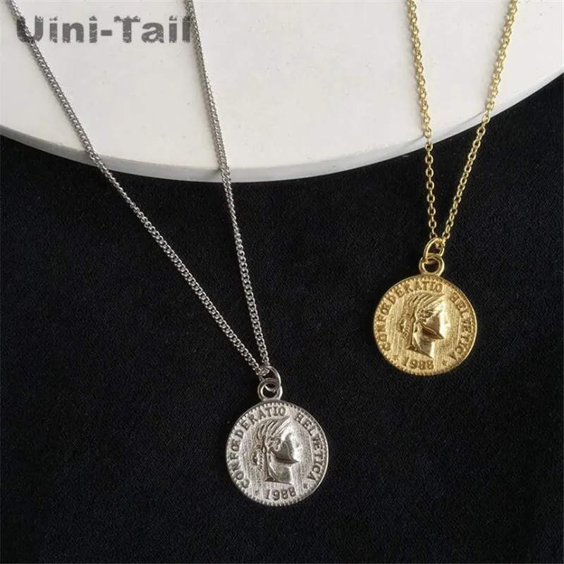 Ожерелье Uini Tail из серебра 925 пробы с подвеской в виде монеты|Ожерелья| |