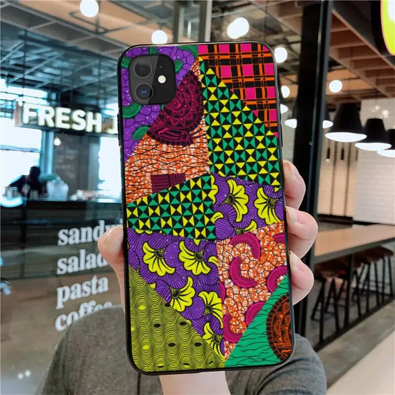 

KPUSAGRT African style fabric print Phone Case for iphone 12 pro max 11 pro XS MAX 8 7 6 6S Plus X 5S SE 2020 XR case