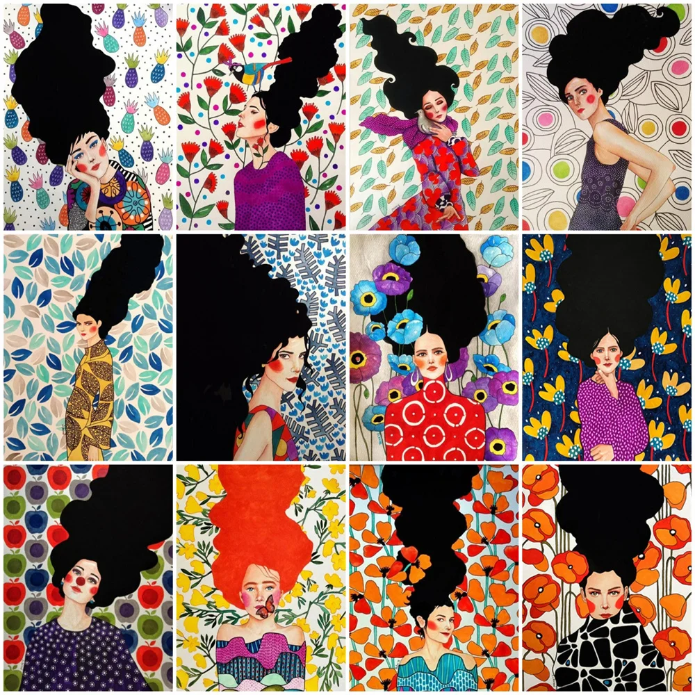 

HUACAN 5D DIY Oil Painting By Numbers Women Figure Acrylic On Canvas Wall Art Picture By Numbers Girl For Living Room