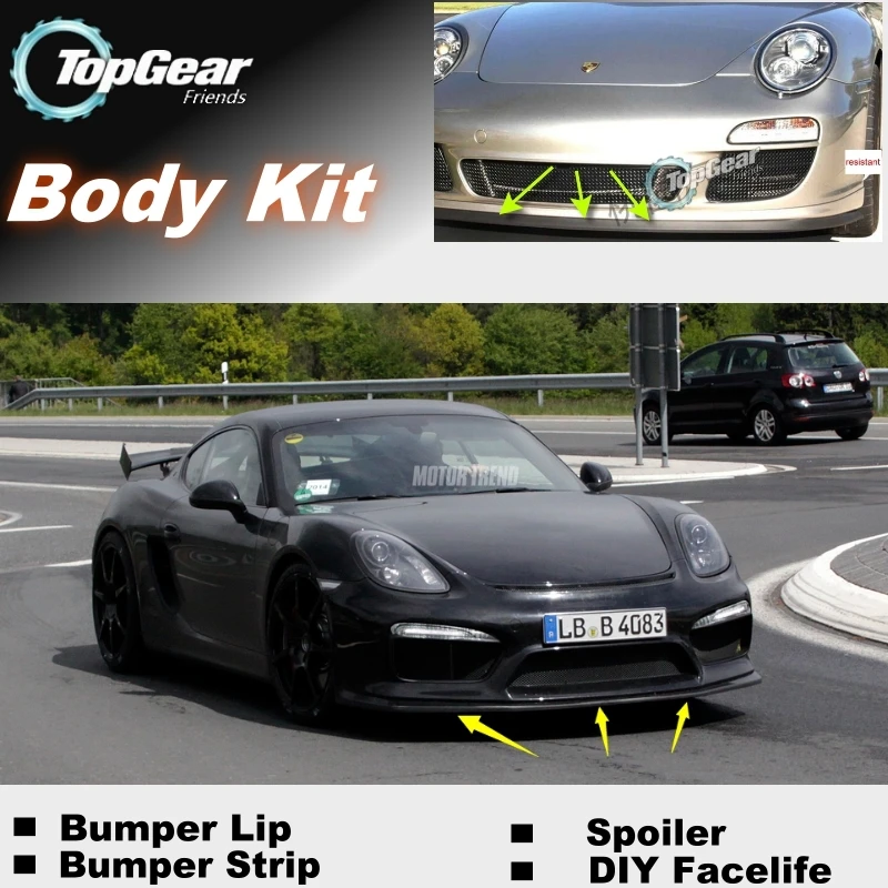 For Porsche Cayman 987 987C 981 981C Bumper Lip Lips / Top Gear Shop Spoiler For Car Tuning / TOPGEAR Body Kit + Strip