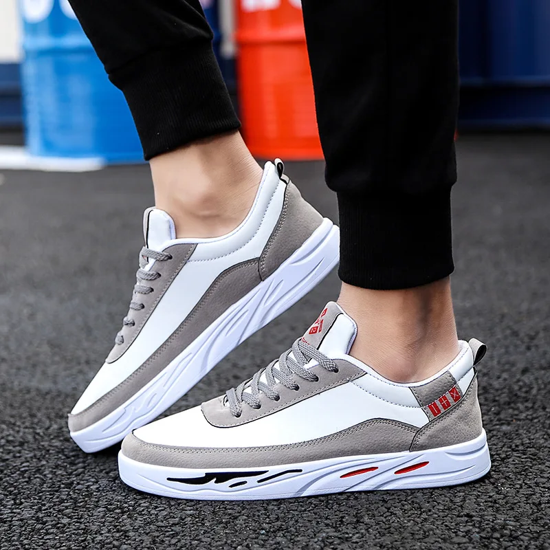 Kamucc 2019 Autumn New Men Casual Shoes Breathable Wear Resistant PU Leather Summer White Round Toe Lace up Flat Snekaers | Обувь