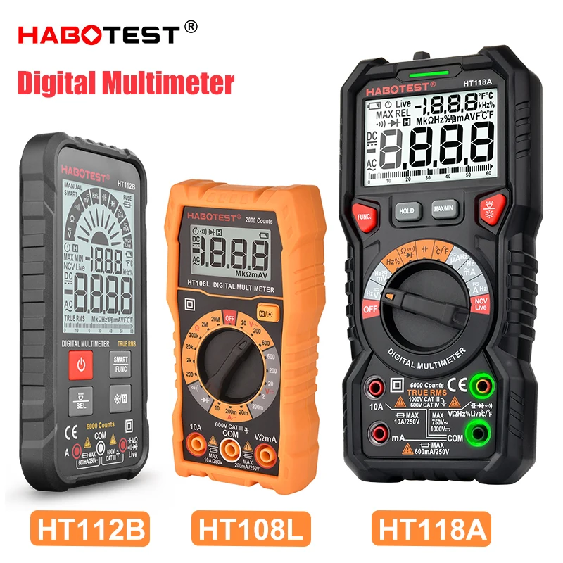 Мультиметр True RMS HABOTEST высокоскоростной автомобильный тестер емкости Ом Гц